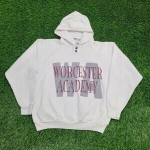 Vintage 1993 Worchester Academy Hoodie Womens L 22x24 White